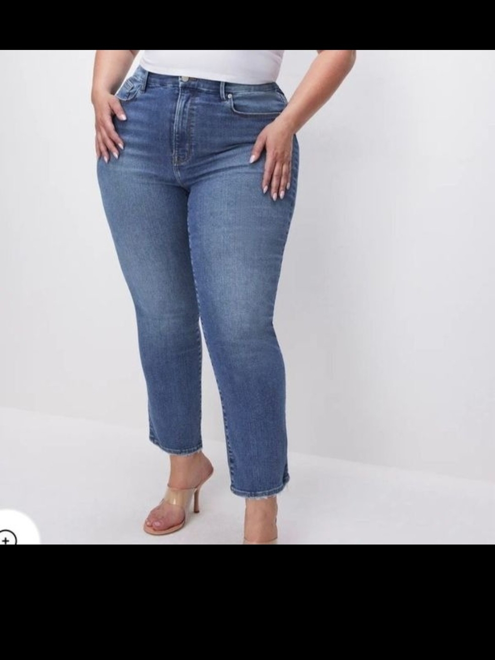 Good American Plus-Size Midwash High-Rise Ankle Jeans
